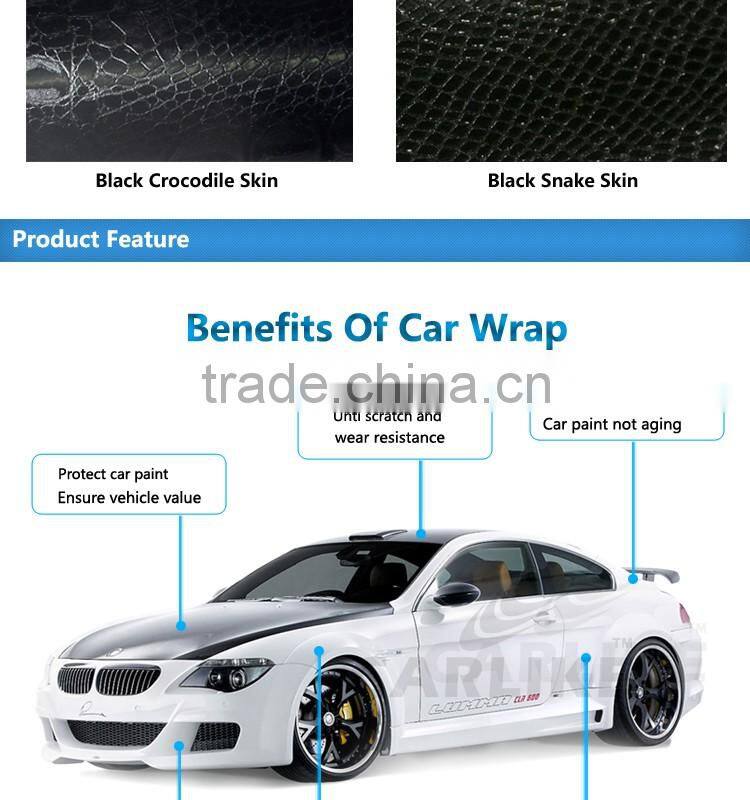 CARLIKE Waterproof Black Snake Skin Self Adhesive Sticker