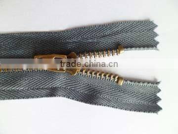 3# brass zipper plated bronze zipper close end zipper with bronze 45YG slider jeans zipper