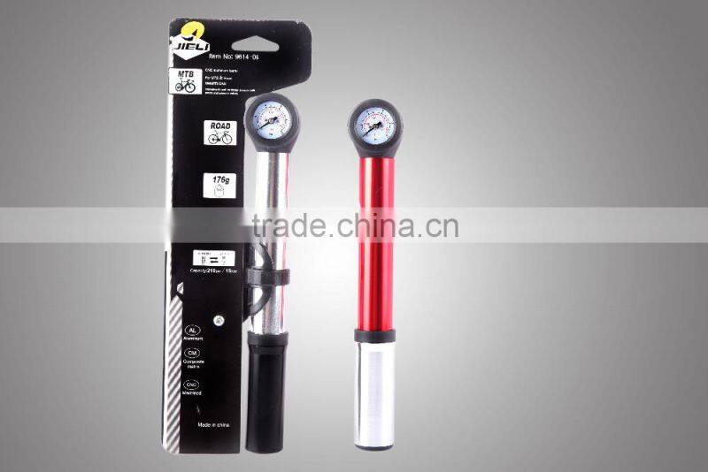 High Pressure Durable Aluminum JL9614 06 With Pressure Gauge Mini Bicycle Air Pump