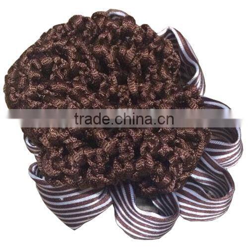 striple satin fabric crochet hair snood bun cover hairnet snood cover