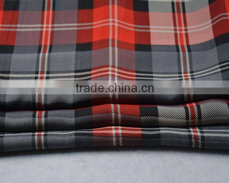 Jiufan Textile Printed Checks Chiffon 100% Polyester Woven Fabric For Skirt