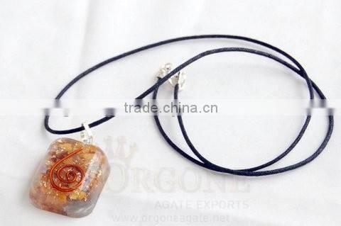 Red Orgone Rounded Square Pendant With Cord : Orgone Supplier Khambhat