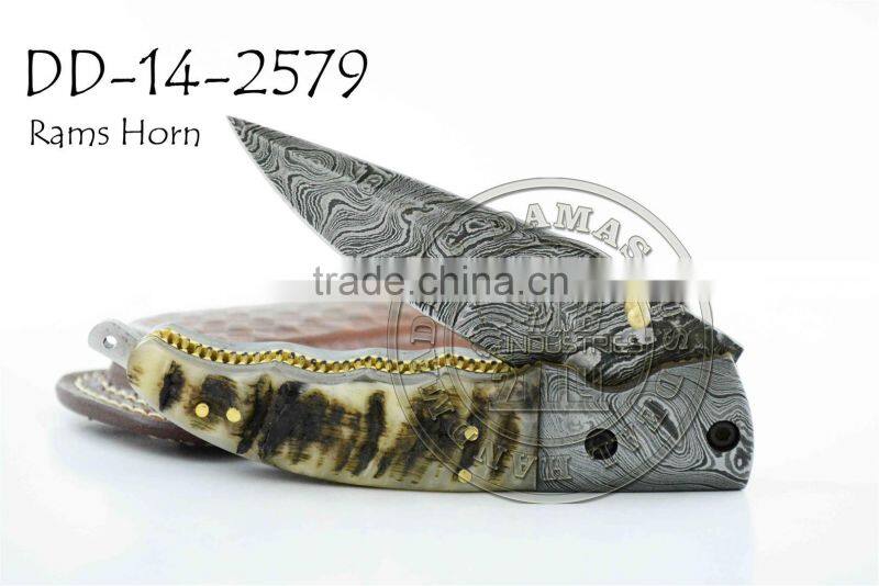 Damascus Steel Folding Knife DD-14-2571