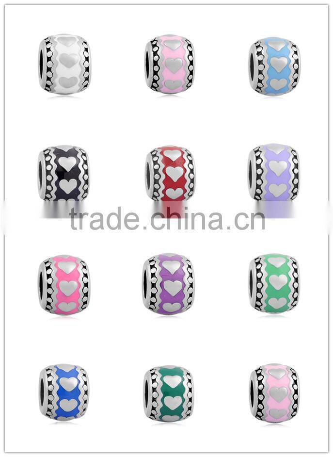11 Colors 8*11mm Enameled 316L Stainless Steel Drum European Charm Beads High Quality Jewelry Accessories SEB-LG740