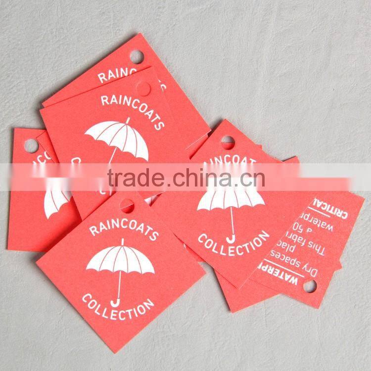 Rectangle paper hangtag for raincoat