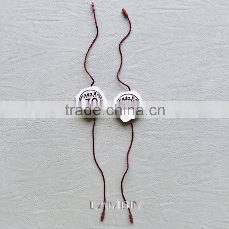 Custom hangtag string fastener seal tag for women's wind coat
