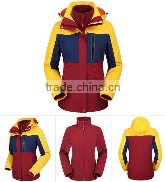 Custom women 3 in 1 waterproof outdoor jacket