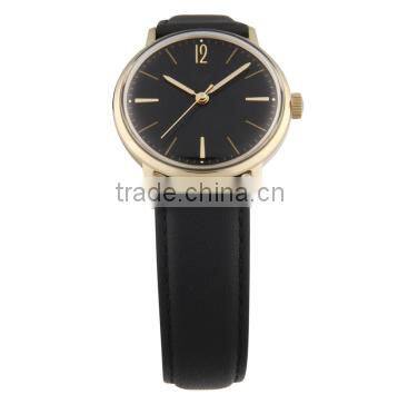 High quality leather strap rose gold wrist watch