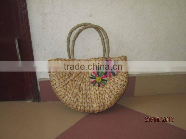 New produts! Eco-friendly water hyacinth handbag with leather handles, fashionable looking, cheap price, from Vietnam