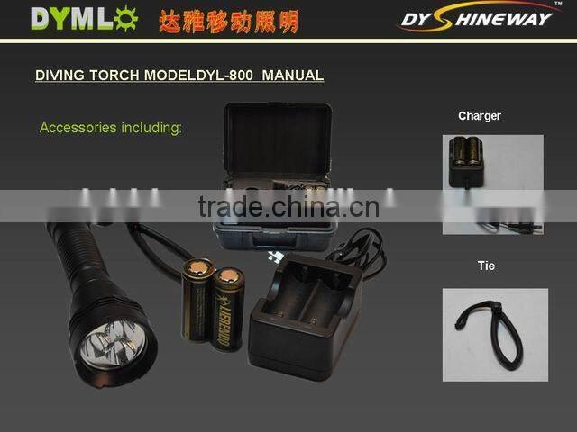 super bright,30w,XML2 LED,3000LUMEN,100meters waterproof,8V,2*26650 RECHARGAEABLE LIION BATTERIES,2 HOURS RUNTIME WITH FULL POWE