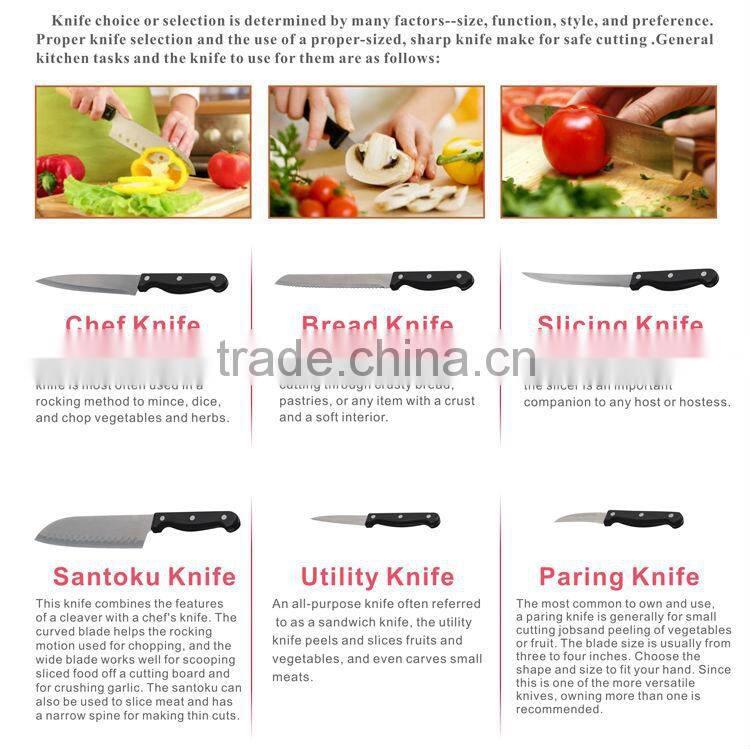 5pcs Stainelss Steel Handle Trustworthy Kitchen Knife Wholesale