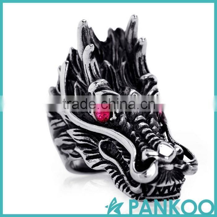 pankoo wholesale 2016 animals series of retro punk tai silver and titanium unisex ring