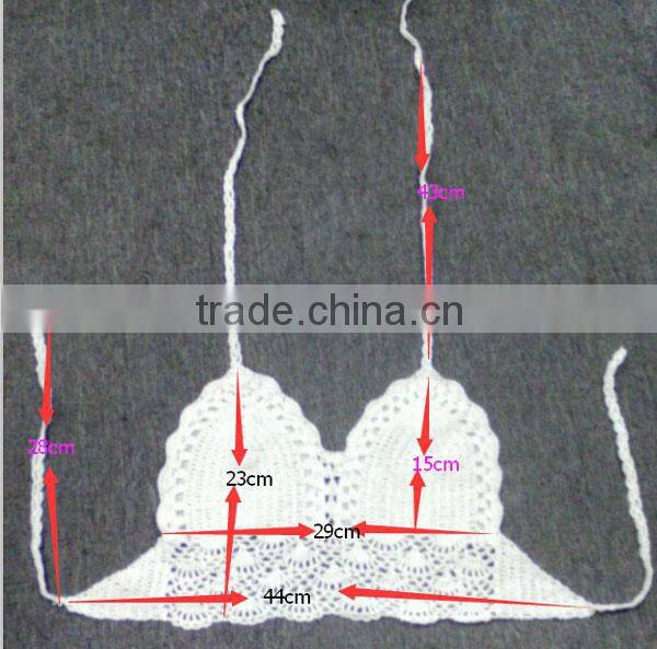 Cotton/polyester black women beachwear crochet knitting bikini in top