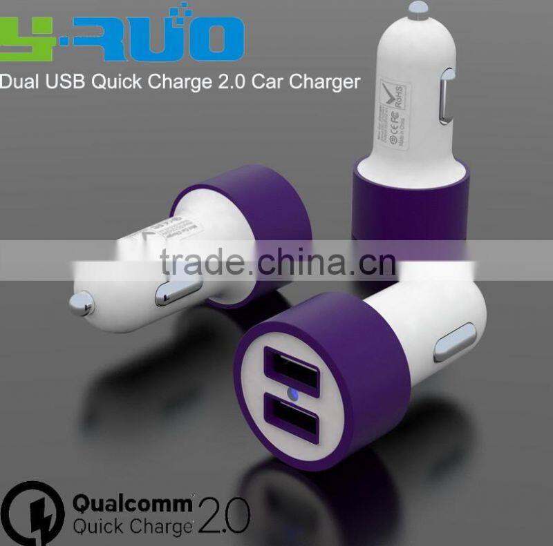 Dual QC 2.0 ports quick charge QC 2.0 Car Charger with output 5V 2.4A 9V 2A 12V 2A