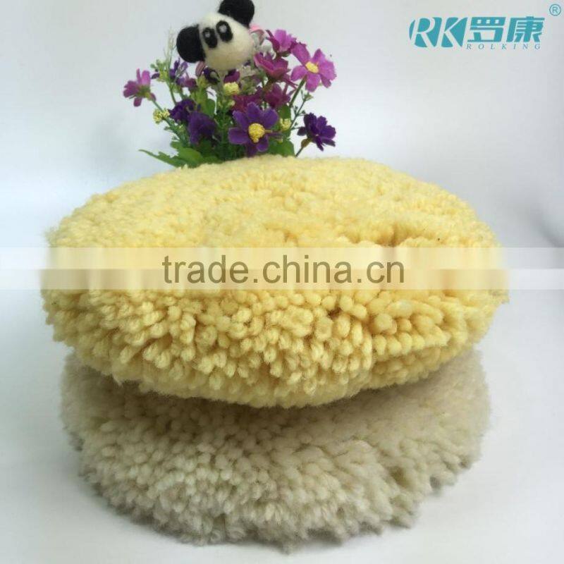 7'' 8''polisher and buffer soft double side wool bonnet and pad with hook and loop for polishing or buffing