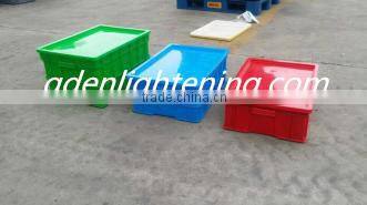 Rectangular stackable HDPE plastic turnover box with lid