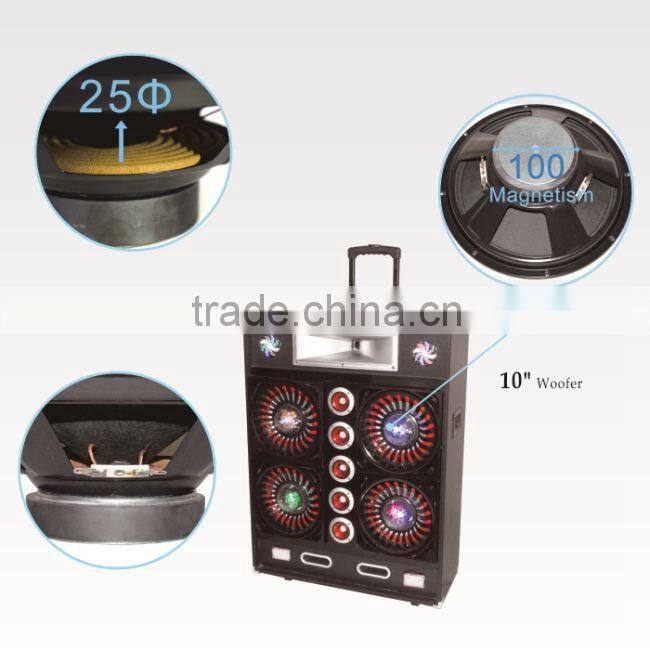 2014 new rechargeable portable speaker with wireless MIC, bluetooth ,USB,TF card ,FM radio L-105