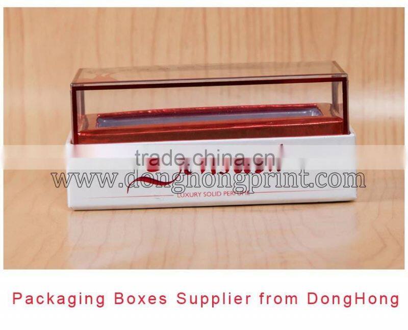 Popular design small cardboard display boxes with clear lid & blister tray