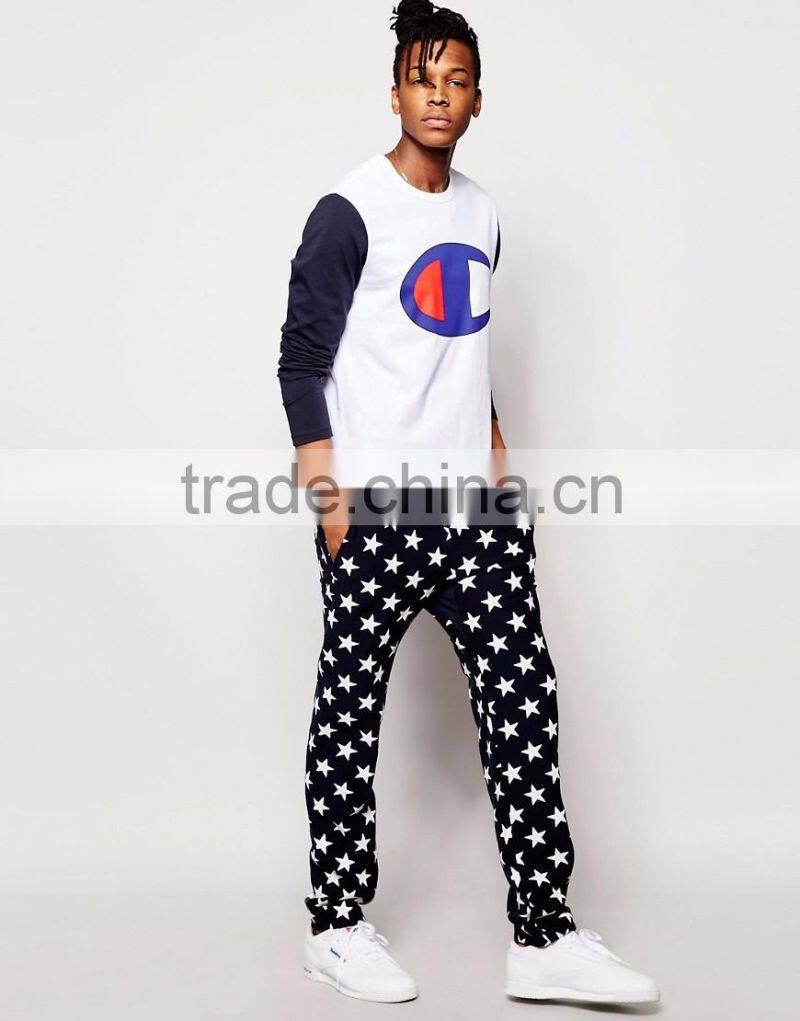 Daijun oem china factory balck and white blend star design cotton men in women's trousers