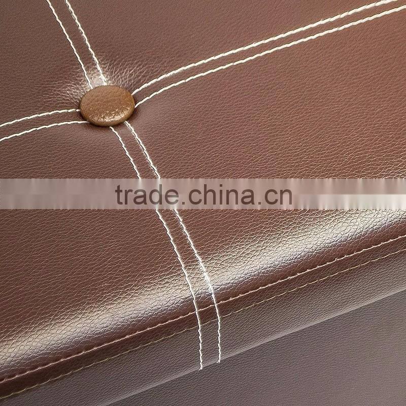 Faux Leather Folding Ottoman Storage Shoe Bench Armless, Chocolate 43.3"x15"x15"