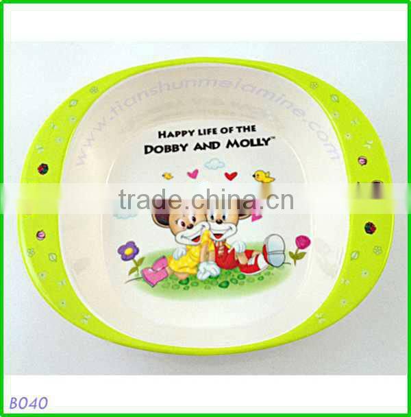 eco-friendly melamine baby bowl with handles