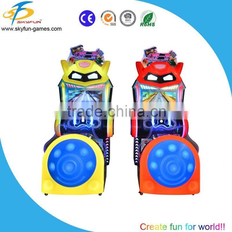 Coin operated racing car game machine Shining steering wheel/transformer car racing game machine for kids