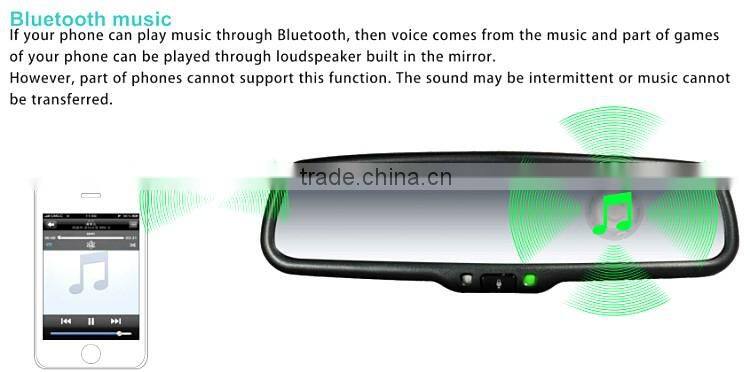 Handsfree car kit Bluetooth Car Rearview Mirror with back up display