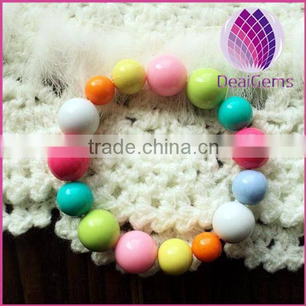 Wholesale fashion acrylic smooth solid colored surface round bead 12mm