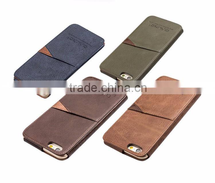 QIALINO Dropshipping Q Card Case, Full Grain Genuine For iPhone 6s Plus Leather Case