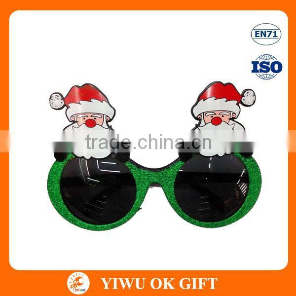 2016 New design santa claus plastic christmas party glasses for fun