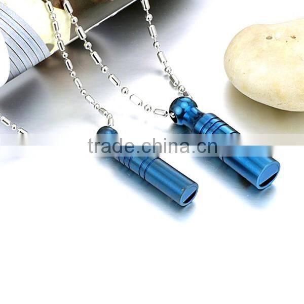 New Arrival Jewelry Stainless Steel Blue Whistle Necklace for Couples