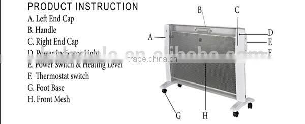 Decorative modern electric wall heater diamond electric heater with handle and movable castors