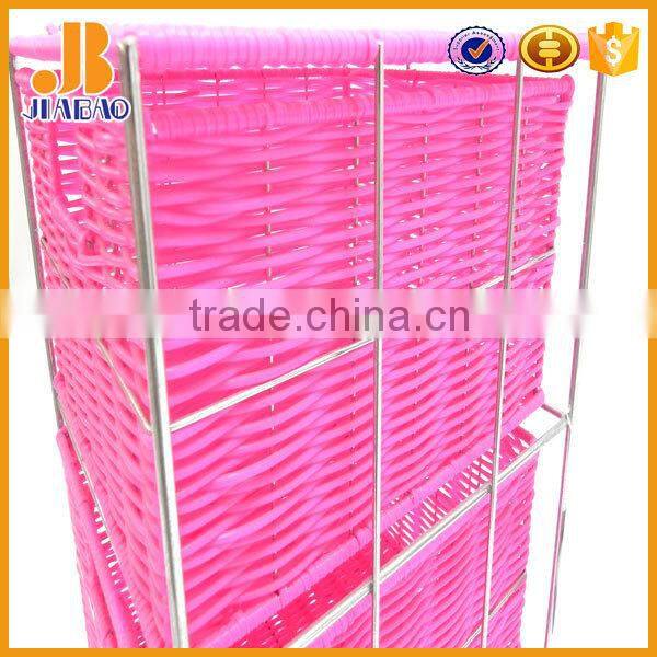 Plastic rattan pink storage cabinet