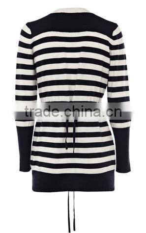 V neck Zipper up women sweatshirt clothes custom high quality competitive price stripe sweatshirt for women