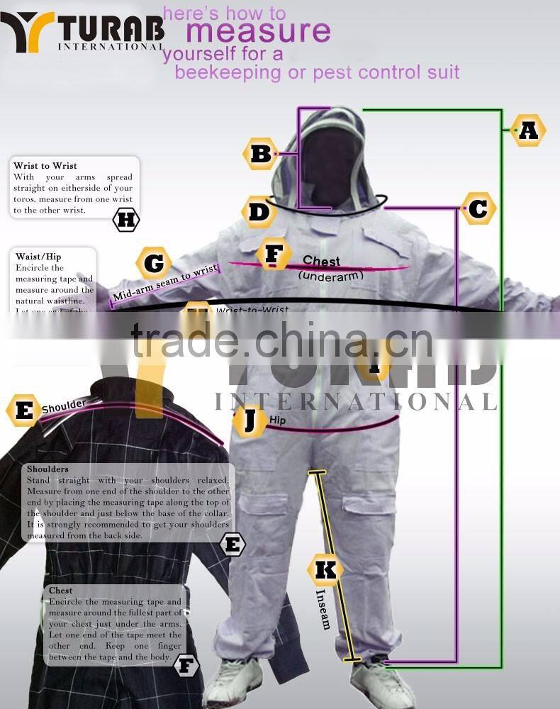 100% Cotton Beekeeping Equipment Bee Suit With Fencing Veil, Whole Body Sting Protective Suit