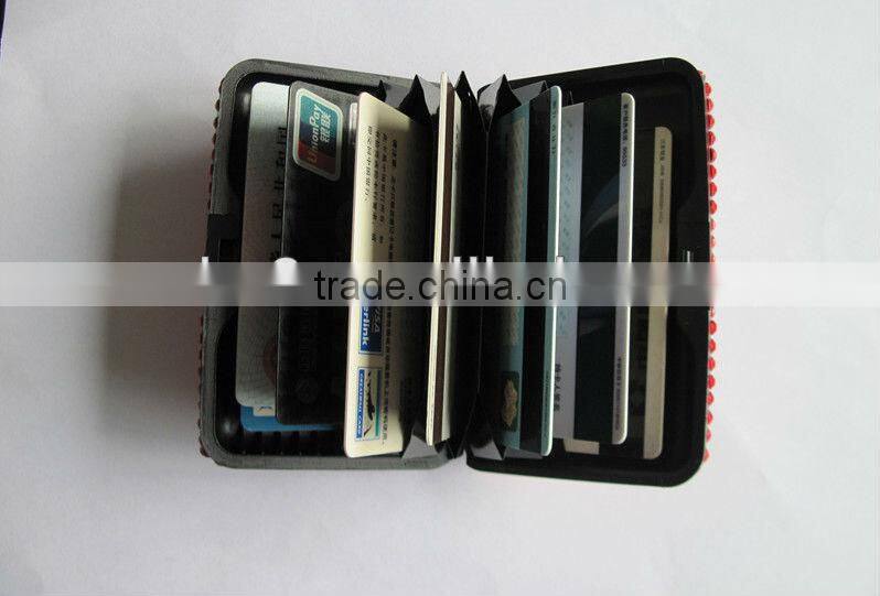 waterproof blue plastic credit card holder full with rhinestone