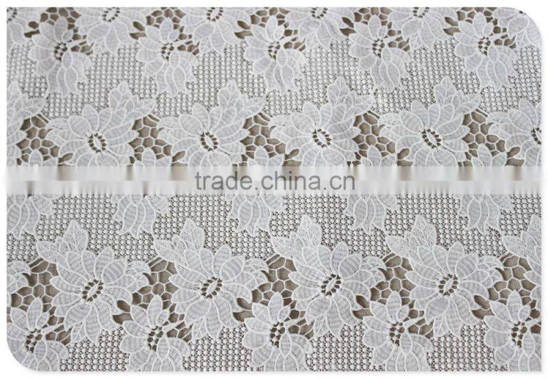 Fashion ollover floral polyester water soluble designer fabrics in white