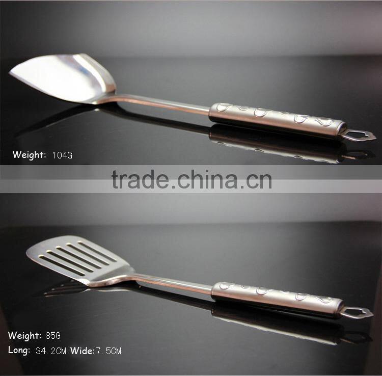 Modern stainless steel kitchen utensils set/ cook hot sell stainless Love handle kitchen ware 7pcs kitchenware set S01