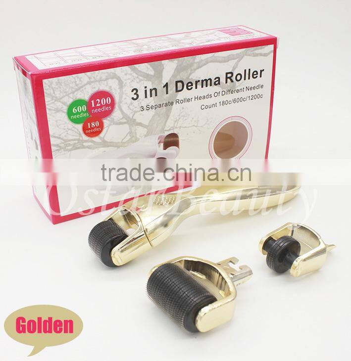Derma Roller with Titanium needles 3 interchangeable heads 3 IN 1