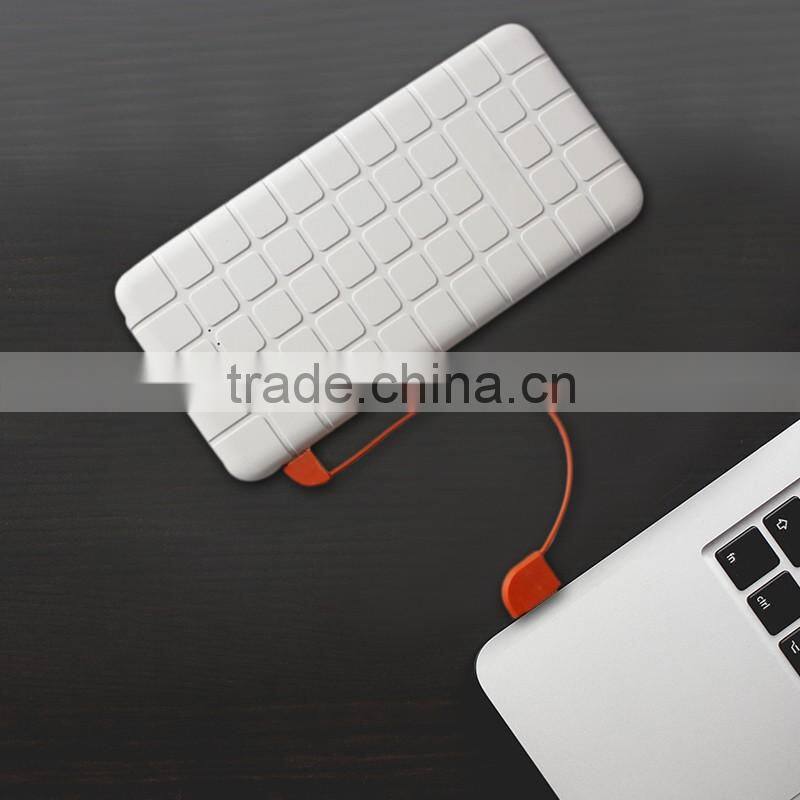 10000mAh Portable Cellphone Battery Charger Built-in Micro USB Cable Chocolate External Battery Power Bank