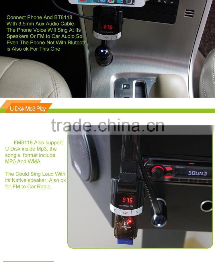 Bluetooth FM Transmitter Car Kit Cellphone Holder GPS and MP3 Player USB Charger