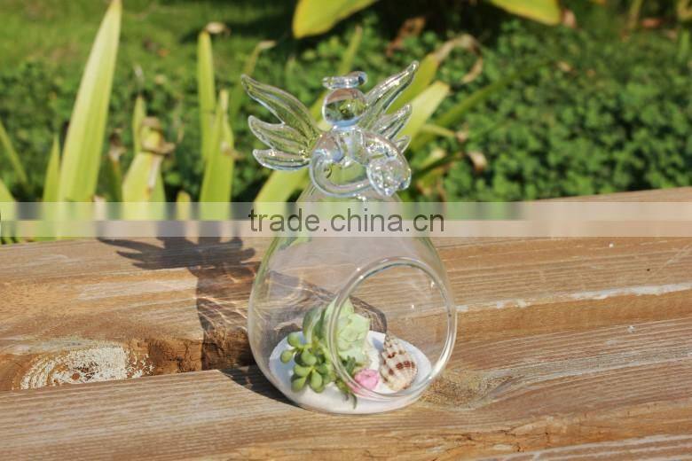 ANGEL CRYSTAL CANDLE STICK GLASS HOLDER WITH ANGLE WING