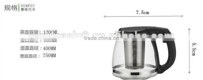 Commercial Heat Resistant Glass Teapot With Stainless Steel Infuser
