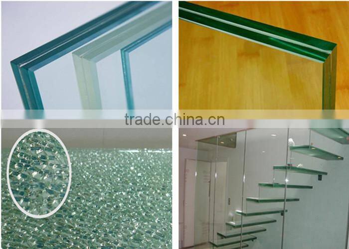 CE size customized colored PVB film 15 tempered laminated glass