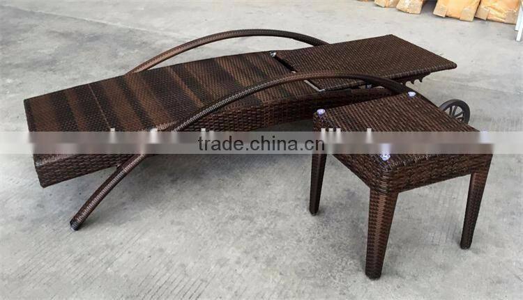 Rattan stackable siesta sun lounger with wheels