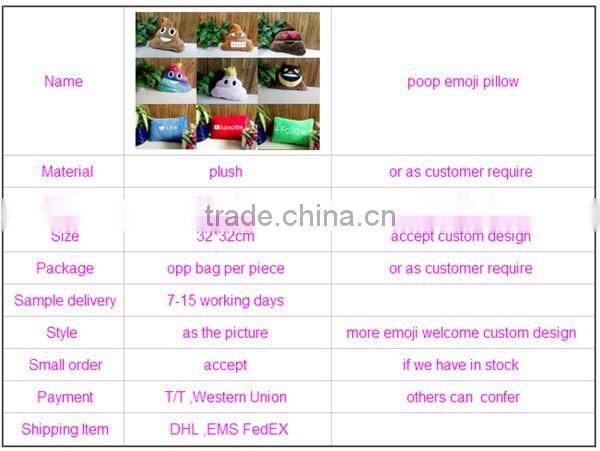 High Qulity Decoration Cotton Fabric Family Home Use Plush Poop Emoji Pillow