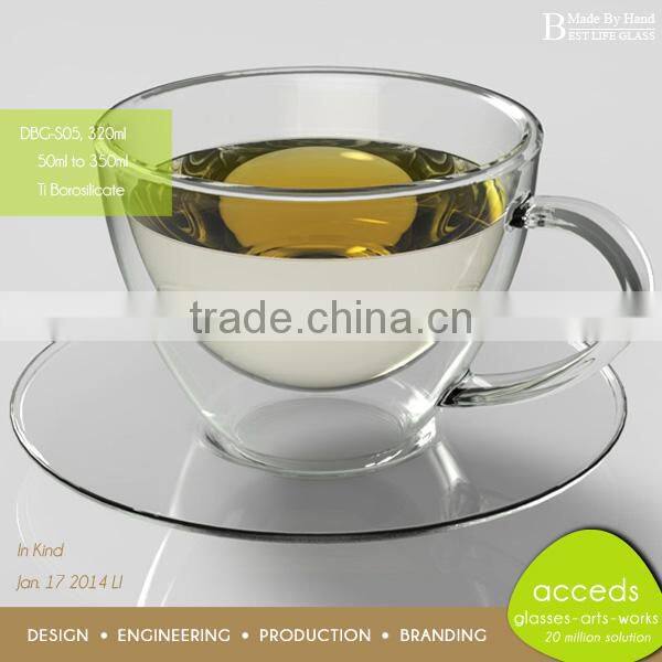 Reusable Double Wall Clear Borosilicate Glass Water Tea Coffee Cup
