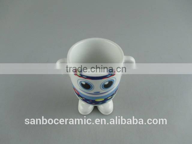 decal porcelain cute cup with two handles