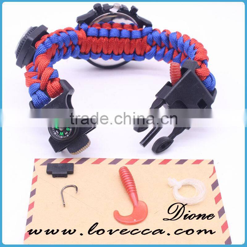 2017 New Style Climbing Camping Survival Bracelets Umbrella Rope Firestarter Life Saving Paracord Watch Band