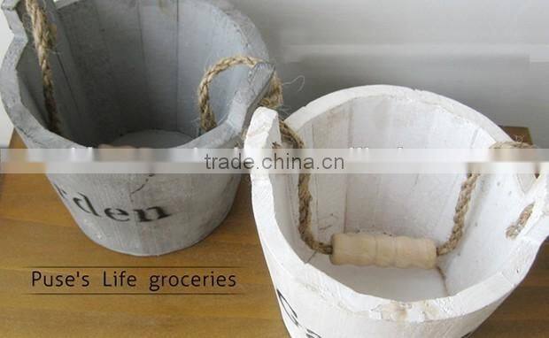 wooden hanging flower pot wooden bucket pot